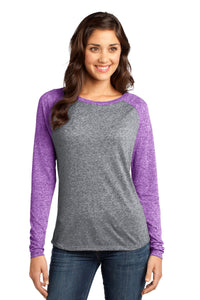 DISCONTINUED District - Juniors Microburn Long Sleeve Raglan Tee - Purple Orchid/ Heathered Nickel
