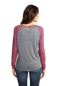 DISCONTINUED District - Juniors Microburn Long Sleeve Raglan Tee - Sangria/ Heathered Nickel Back