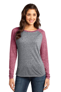 DISCONTINUED District - Juniors Microburn Long Sleeve Raglan Tee - Sangria/ Heathered Nickel