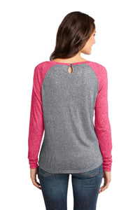 DISCONTINUED District - Juniors Microburn Long Sleeve Raglan Tee - Watermelon/ Heathered Nickel Back