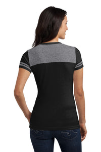 DISCONTINUED District Juniors Varsity V-Neck Tee - Black/ Heathered Nickel Back