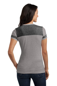 DISCONTINUED District Juniors Varsity V-Neck Tee - Heathered Nickel/ Black Back