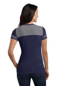 DISCONTINUED District Juniors Varsity V-Neck Tee - True Navy/ Heathered Nickel Back