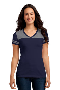 DISCONTINUED District Juniors Varsity V-Neck Tee - True Navy/ Heathered Nickel