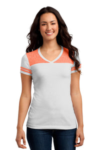 DISCONTINUED District Juniors Varsity V-Neck Tee - White/ Bright Orange