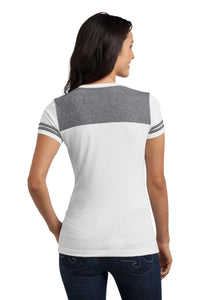DISCONTINUED District Juniors Varsity V-Neck Tee - White/ Heathered Nickel Back