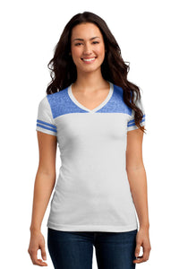 DISCONTINUED District Juniors Varsity V-Neck Tee - White/ Deep Royal