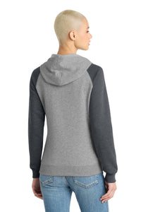 District Women's Lightweight Fleece Raglan Hoodie - Heathered Grey/ Heathered Charcoal Back