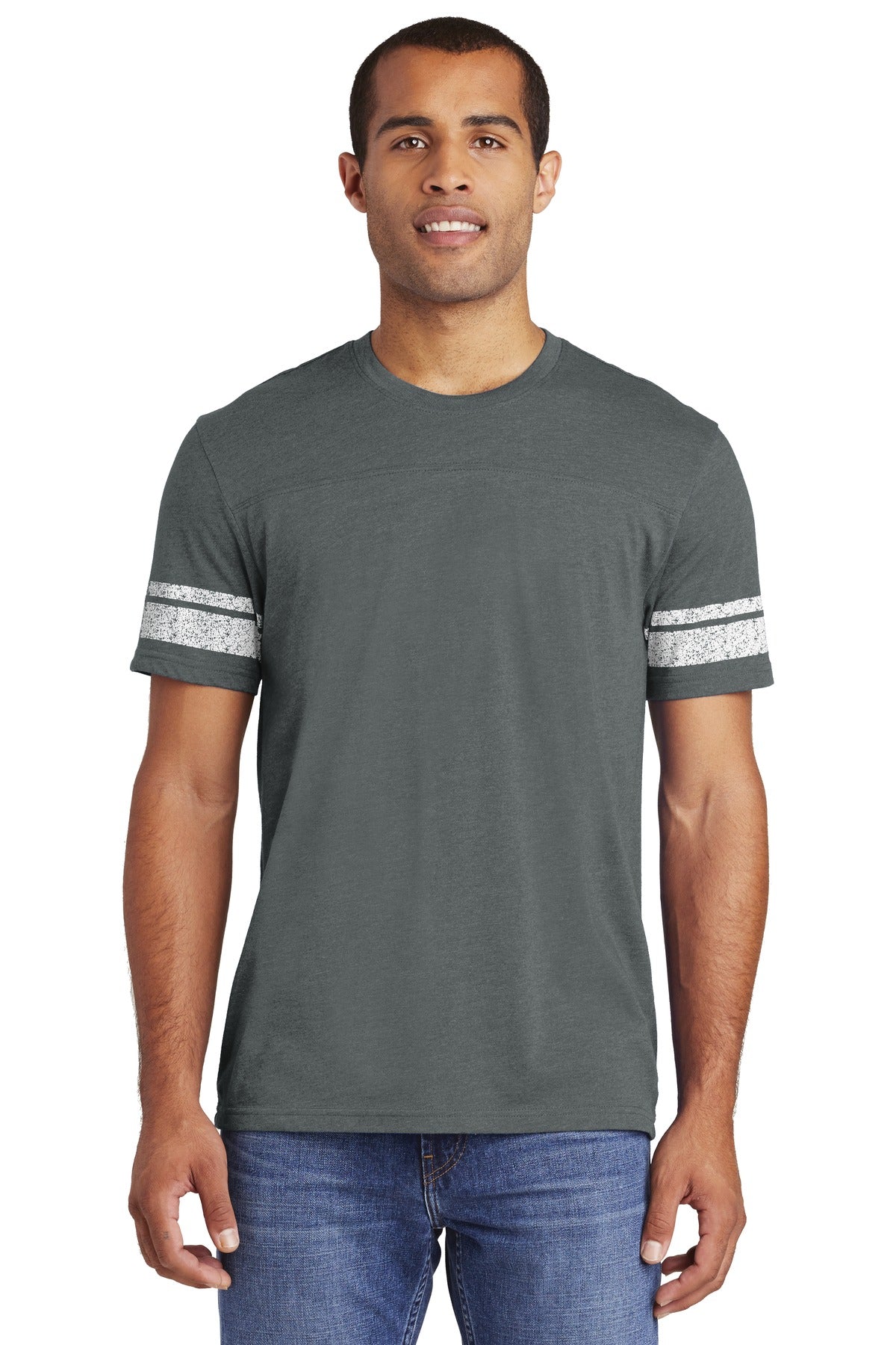 DISCONTINUED District   Game Tee - Heathered Charcoal/ White