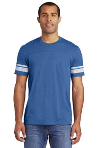 DISCONTINUED District   Game Tee - Heathered True Royal/ White