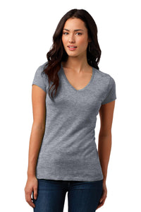 DISCONTINUED District Juniors Soft Wash V-Neck Tee - Heather Grey