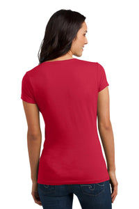 DISCONTINUED District Juniors Soft Wash V-Neck Tee - New Red Back