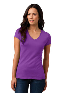 DISCONTINUED District Juniors Soft Wash V-Neck Tee - Purple Orchid