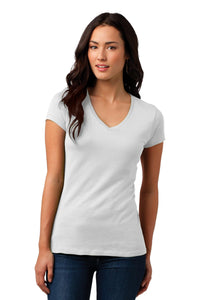 DISCONTINUED District Juniors Soft Wash V-Neck Tee - White