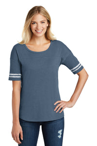 DISCONTINUED District   Women's Scorecard Tee - Heathered True Navy/ White