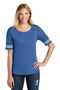 DISCONTINUED District   Women's Scorecard Tee - Heathered True Royal/ White