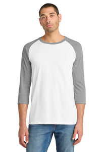 DISCONTINUED District Very Important Tee 3/4-Sleeve Raglan - Light Heather Grey/ White