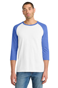 DISCONTINUED District Very Important Tee 3/4-Sleeve Raglan - Royal Frost/ White