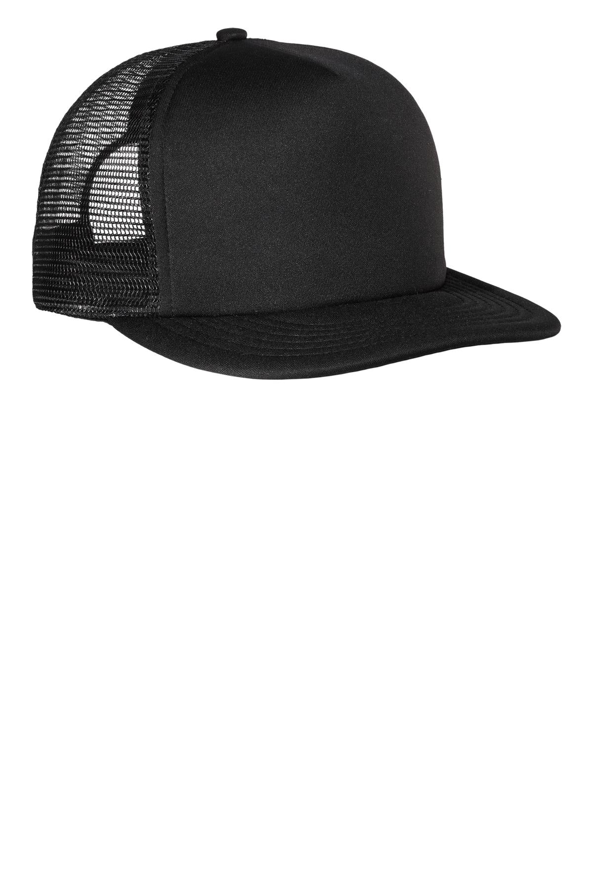 District Flat Bill Snapback Trucker Cap - Black