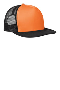 District Flat Bill Snapback Trucker Cap - Neon Orange