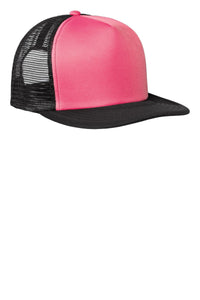 District Flat Bill Snapback Trucker Cap - Neon Pink