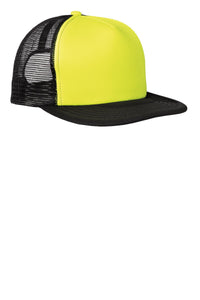 District Flat Bill Snapback Trucker Cap - Neon Yellow