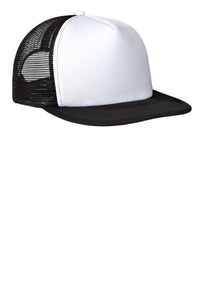 District Flat Bill Snapback Trucker Cap - White