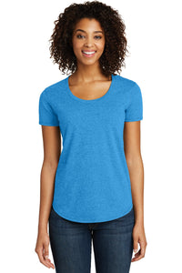 DISCONTINUED District Women's Fitted Very Important Tee Scoop Neck - Heathered Bright Turquoise