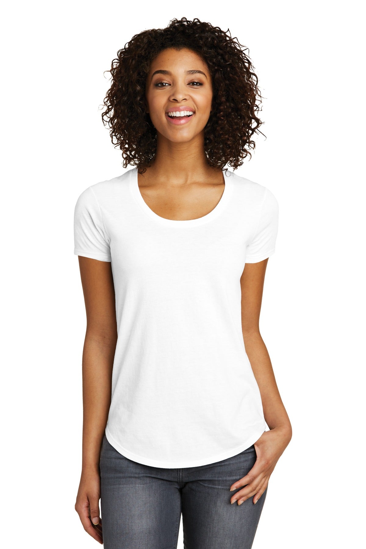 DISCONTINUED District Women's Fitted Very Important Tee Scoop Neck - White
