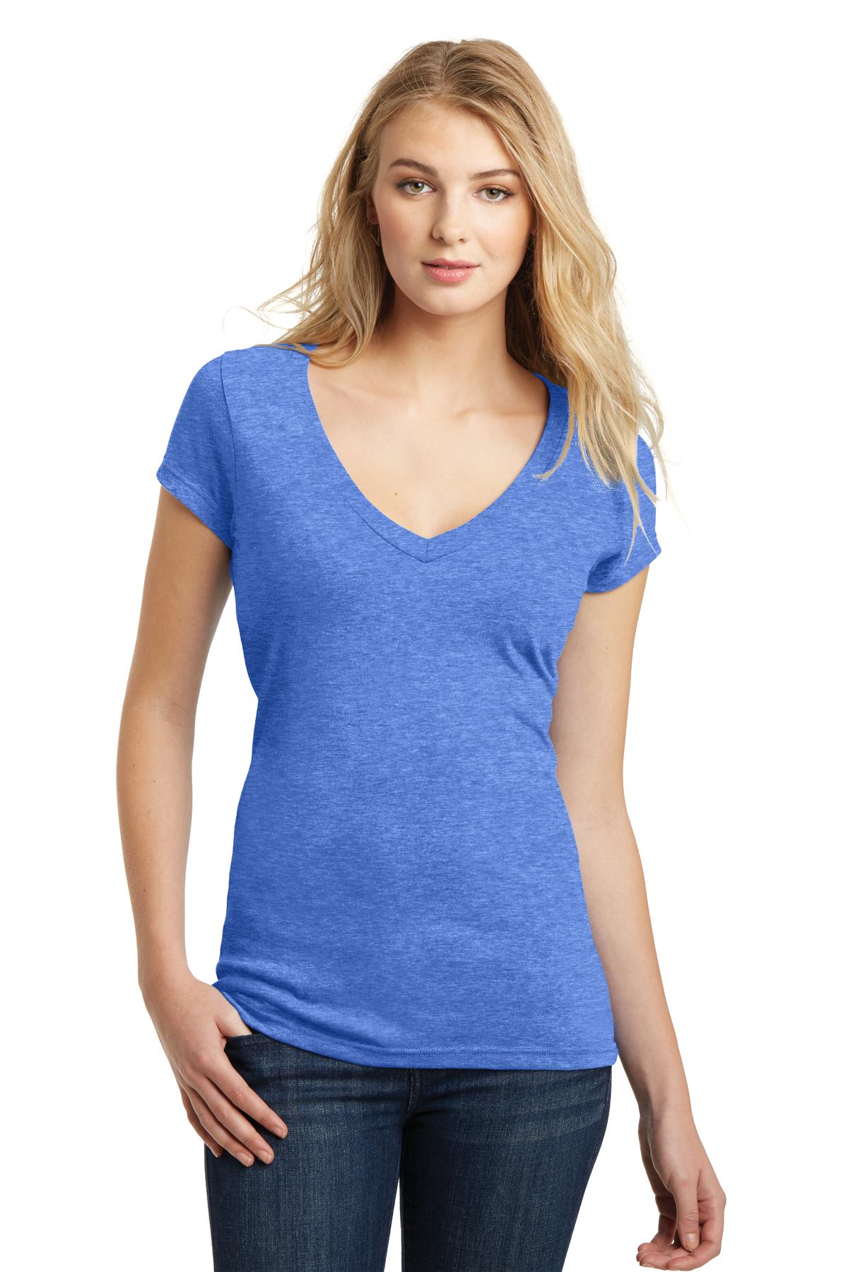 DISCONTINUED District Juniors Very Important Tee Deep V-Neck - Heathered Royal