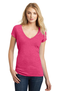 DISCONTINUED District Juniors Very Important Tee Deep V-Neck - Heathered Watermelon
