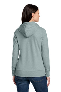 District Women's Featherweight French Terry Full-Zip Hoodie DT673 - Flint Blue Heather Back