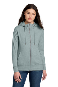 District Women's Featherweight French Terry Full-Zip Hoodie DT673 - Flint Blue Heather