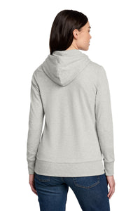 District Women's Featherweight French Terry Full-Zip Hoodie DT673 - Light Heather Grey Back