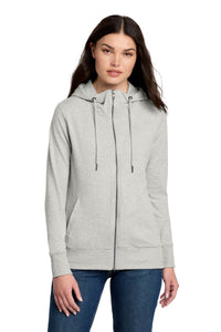 District Women's Featherweight French Terry Full-Zip Hoodie DT673 - Light Heather Grey