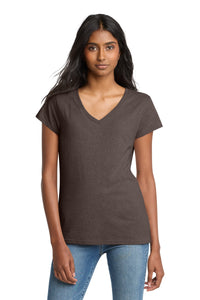 District  Women's Re-Tee  V-Neck DT8001 - Deep Brown Heather