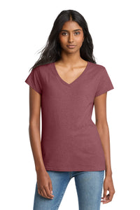 District  Women's Re-Tee  V-Neck DT8001 - Maroon Heather