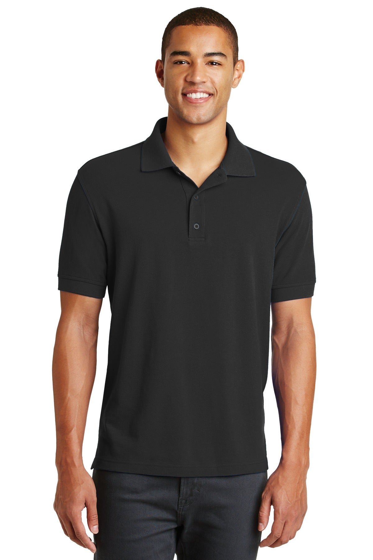 DISCONTINUED Eddie Bauer Cotton Pique Polo - Black