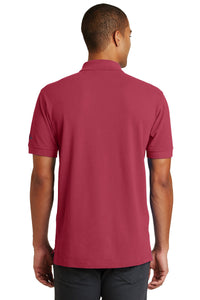 DISCONTINUED Eddie Bauer Cotton Pique Polo - Red Rhubarb Back