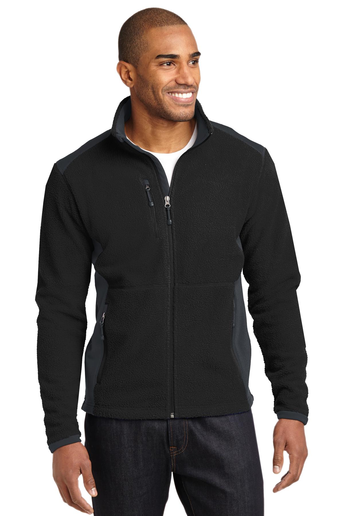 DISCONTINUED Eddie Bauer Full-Zip Sherpa Fleece Jacket - Black/ Grey Steel