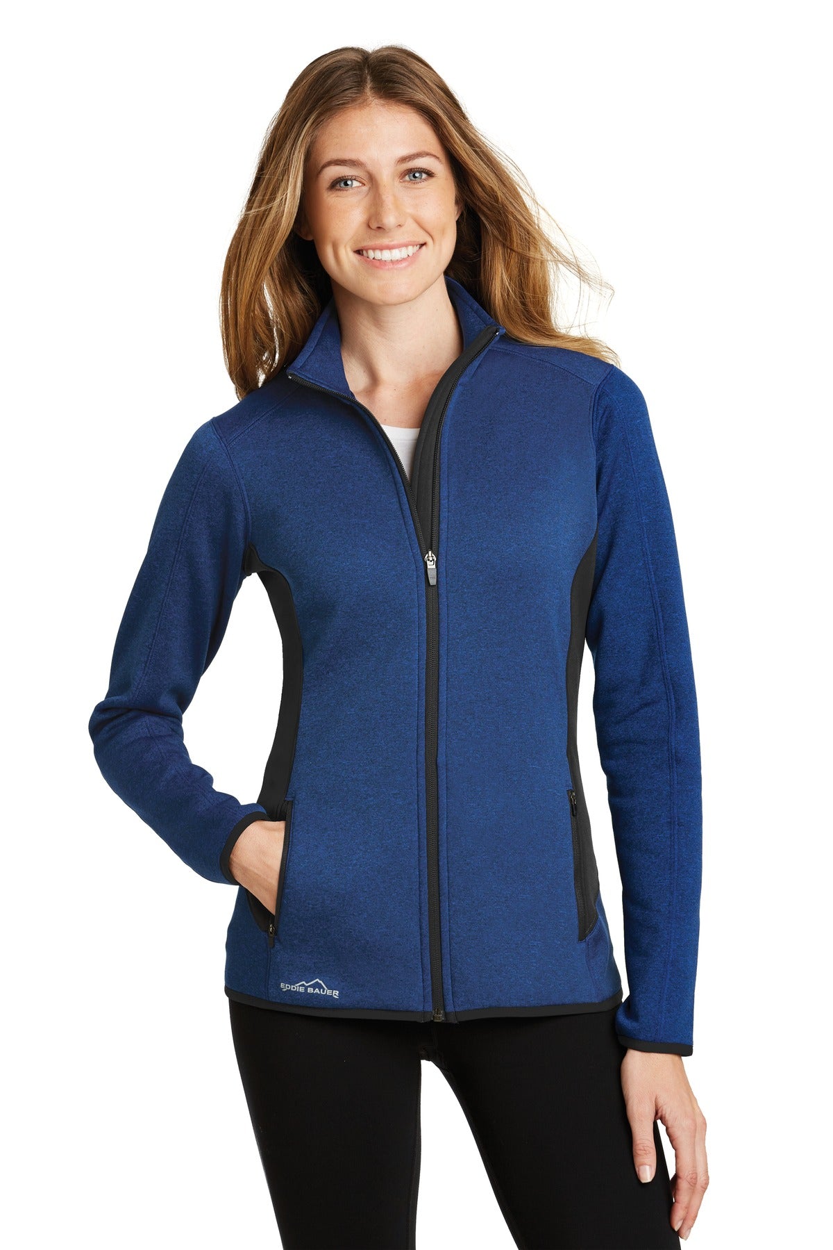 Eddie Bauer Women's Full-Zip Heather Stretch Fleece Jacket - Blue Heather