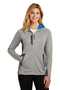 Eddie Bauer  Women's Sport Hooded Full-Zip Fleece Jacket - Grey Cloud/ Grey Steel/ Expedition Blue