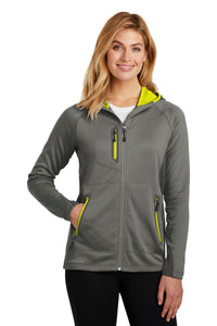 Eddie Bauer  Women's Sport Hooded Full-Zip Fleece Jacket - Metal Grey/ Grey Steel/ Citron