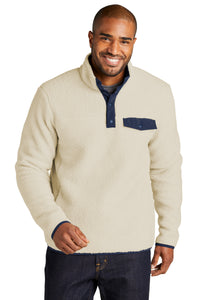 Port Authority Camp Fleece Snap Pullover F140 - Oat/ Dress Blue Navy