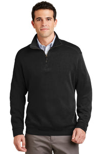 DISCONTINUED Port Authority Flatback Rib 1/4-Zip Pullover - Black