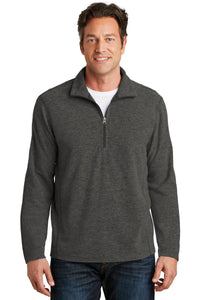 DISCONTINUED Port Authority Heather Microfleece 1/2-Zip Pullover - Black Charcoal Heather
