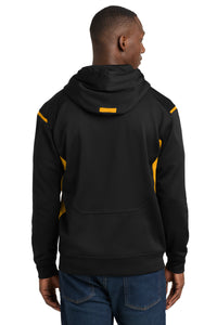 Sport-Tek Tech Fleece Colorblock Hooded Sweatshirt - Black/ Gold Back