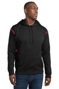 Sport-Tek Tech Fleece Colorblock Hooded Sweatshirt - Black/ True Red