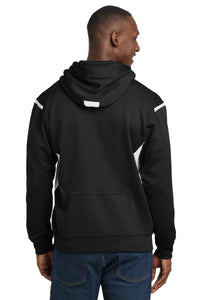 Sport-Tek Tech Fleece Colorblock Hooded Sweatshirt - Black/ White Back