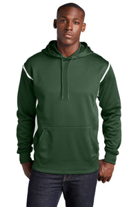 Sport-Tek Tech Fleece Colorblock Hooded Sweatshirt - Forest Green/ White